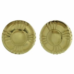 Yellow Gold Round Button Earrings