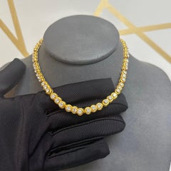 Yellow Gold Round Cut Diamond Riviere Necklace