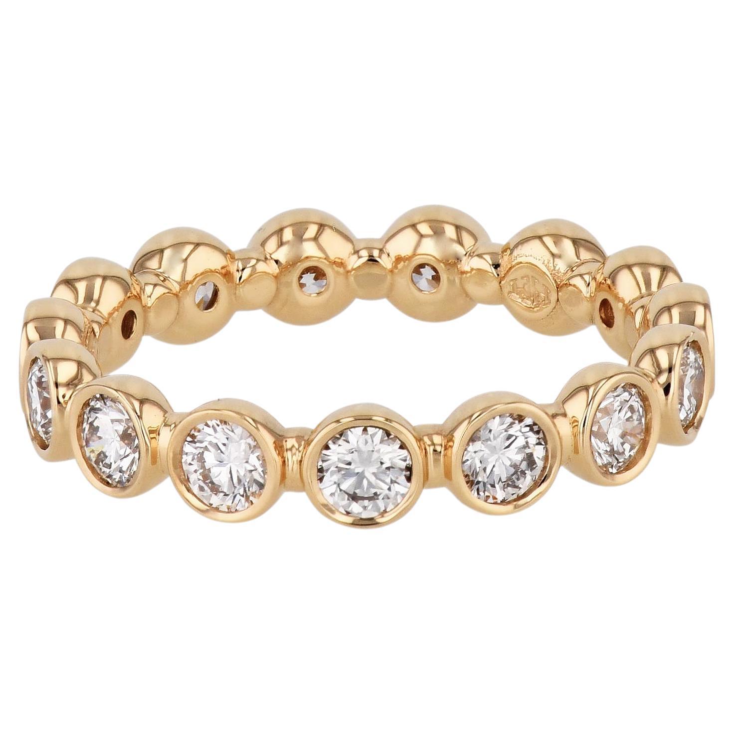 Yellow Gold Round Diamond Eternity Band Ring For Sale