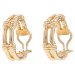 Yellow Gold Round Double Hoop Earrings - 14k Clip-Ons