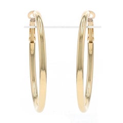 Yellow Gold Round Hoop Earrings - 14k Pierced