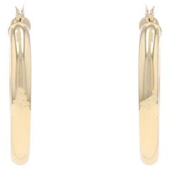 Yellow Gold Round Hoop Earrings - 14k Pierced