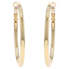 Yellow Gold Round Hoop Earrings - 14k Pierced
