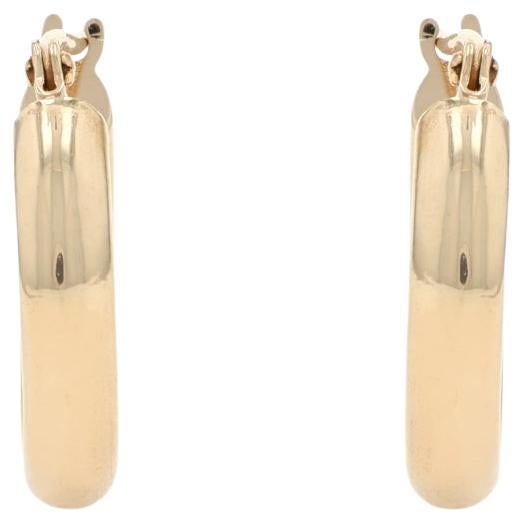 Yellow Gold Round Hoop Earrings - 14k Pierced