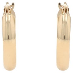 Yellow Gold Round Hoop Earrings - 14k Pierced