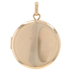 Yellow Gold Round Locket Pendant - 14k Two Frames