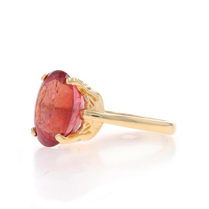 Anillo solitario de oro amarillo con turmalina rubelita de cóctel - 14k Oval 7.73ct en Excelente estado para la venta en Greensboro, NC