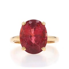 Gelbgold Rubellit Turmalin Cocktail Solitär Ring - 14k Oval 7,73 Karat