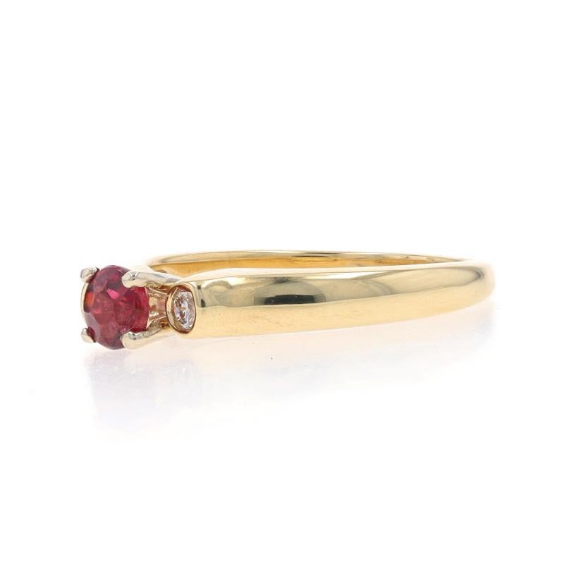 Round Cut Yellow Gold Rubellite Tourmaline Diamond Ring 14k Rd .37ctw Engagement Stackable For Sale