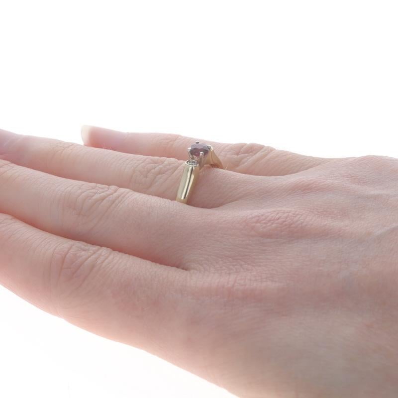 Yellow Gold Rubellite Tourmaline Diamond Ring 14k Rd .37ctw Engagement Stackable In Excellent Condition For Sale In Greensboro, NC