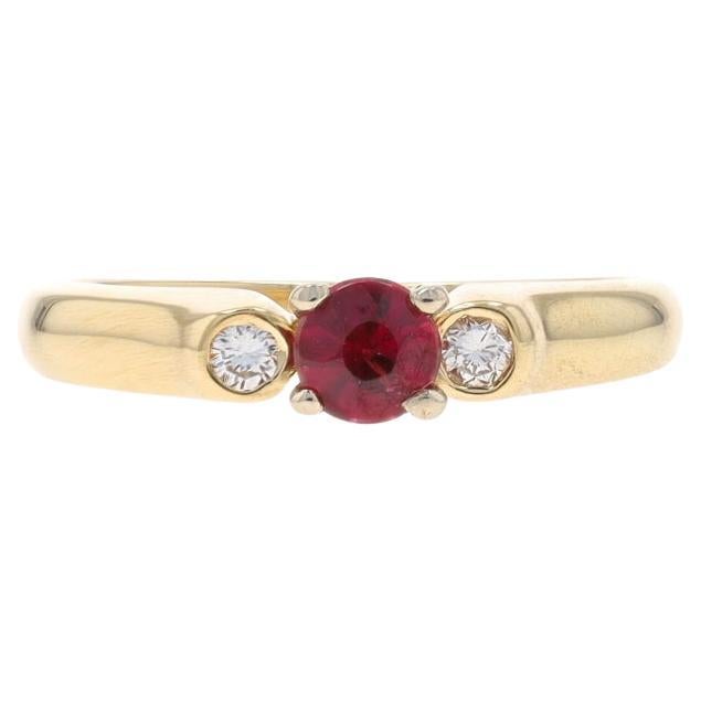 Yellow Gold Rubellite Tourmaline Diamond Ring 14k Rd .37ctw Engagement Stackable
