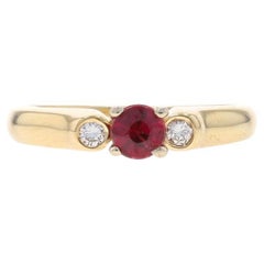 Yellow Gold Rubellite Tourmaline Diamond Ring 14k Rd .37ctw Engagement Stackable