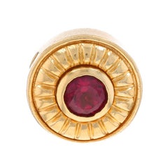 Charm a scorrimento con solitario d'epoca in oro giallo con tormalina rubellite - 14k rotondo 1,10ct