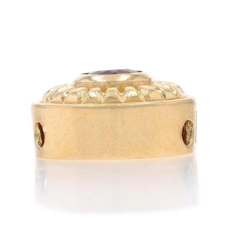 Round Cut Yellow Gold Rubellite Tourmaline Vintage Solitaire Slide Charm -14k Round 1.10ct For Sale