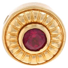 Yellow Gold Rubellite Tourmaline Vintage Solitaire Slide Charm -14k Round 1.10ct