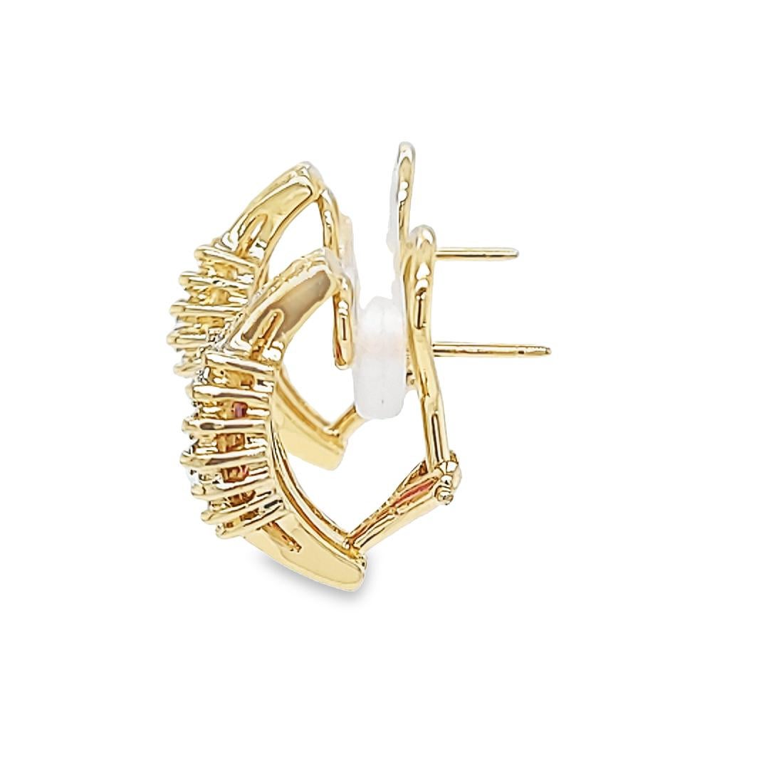 Gelbgold, Rubin und Diamant-Ohrringe (Marquiseschliff)