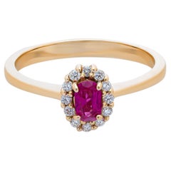Yellow Gold Ruby and Diamond Ring – 0.42 Carat Total Weight, 14k Gold