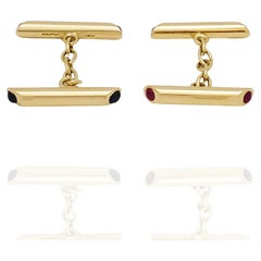 Yellow Gold Ruby and Sapphire Cufflinks