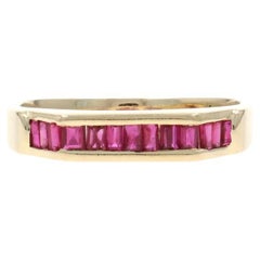 Yellow Gold Ruby Band - 14k Baguette 1.04ctw Ring