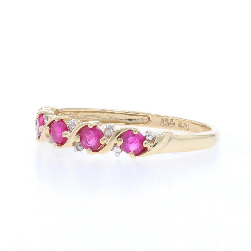 Yellow Gold Ruby Diamond Band - 10k Round .77ctw Ring In Excellent Condition In Greensboro, NC