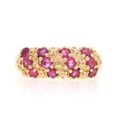Yellow Gold Ruby Diamond Band - 14k Round 1.24ctw Ring