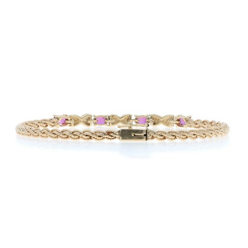 Bracelet en or jaune rubis diamant 7 1/2
