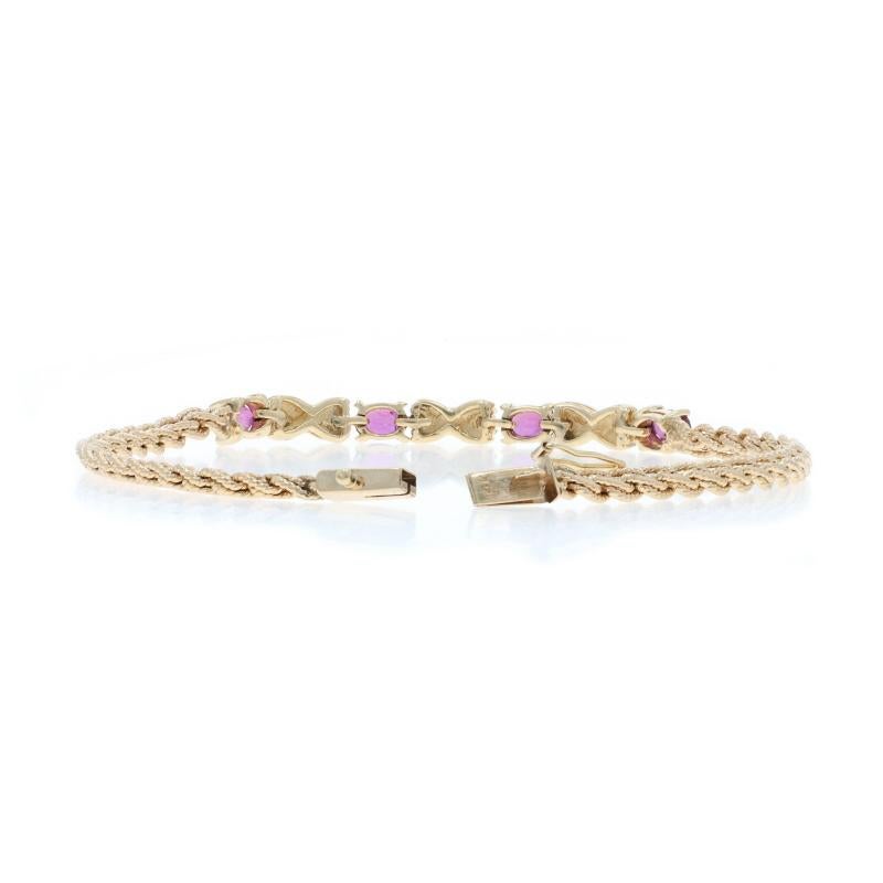 Bracelet en or jaune rubis diamant 7 1/2