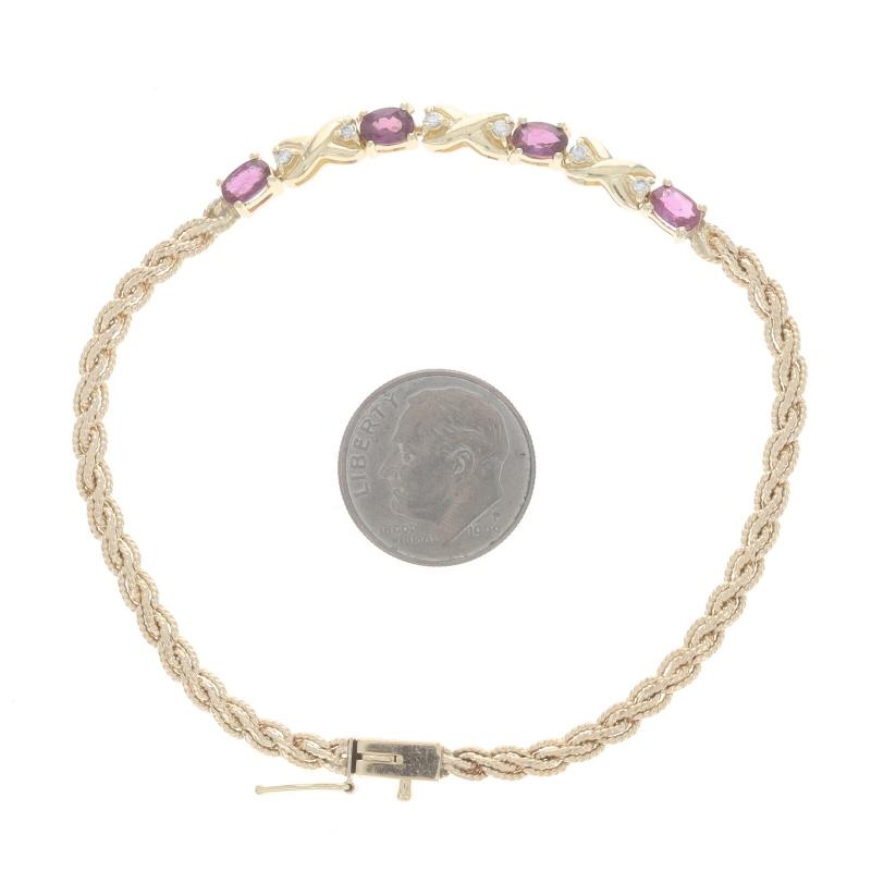 Bracelet en or jaune rubis diamant 7 1/2
