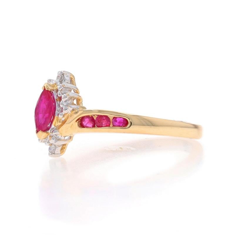 Yellow Gold Ruby Diamond Bypass Ring - 14k Marquise & Round 2.54ctw In Excellent Condition For Sale In Greensboro, NC