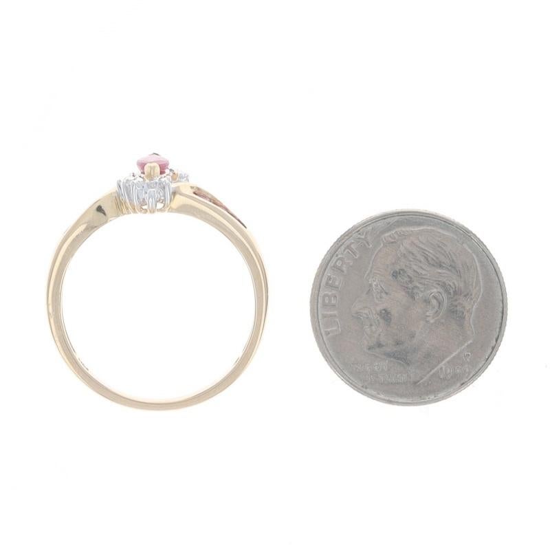 Yellow Gold Ruby Diamond Bypass Ring - 14k Marquise & Round 2.54ctw For Sale 1