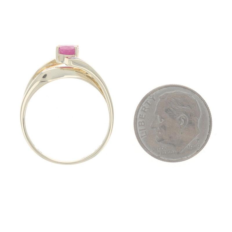 Gelbgold Rubin Diamant Bypass Ring - 14k Oval 1,16ctw im Angebot 1