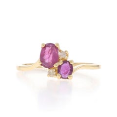 Yellow Gold Ruby Diamond Bypass Ring - 14k Oval .55ctw Two-Stone