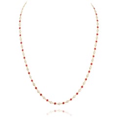 Yellow Gold Ruby 
Diamond Chain Necklace