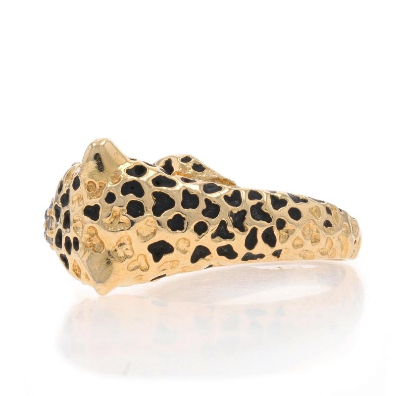 Anello bypass con diamante e rubino in oro giallo - 14k Round .10ctw Big Cat In condizioni ottime in vendita a Greensboro, NC