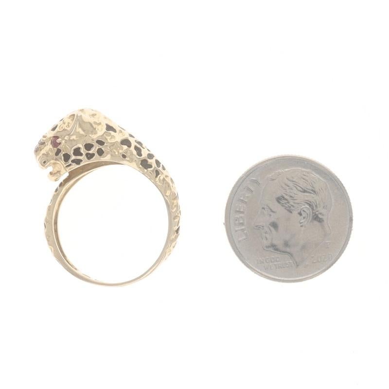 Anello bypass con diamante e rubino in oro giallo - 14k Round .10ctw Big Cat in vendita 1