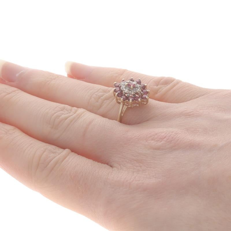 Gelbgold Rubin-Diamant-Cluster-Halo-Ring - 10k Marquise & Rund 1,13ctw Damen