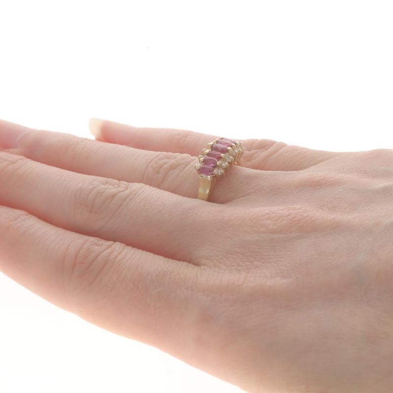 Women's Yellow Gold Ruby Diamond Cluster Ring - 14k Marquise .78ctw For Sale