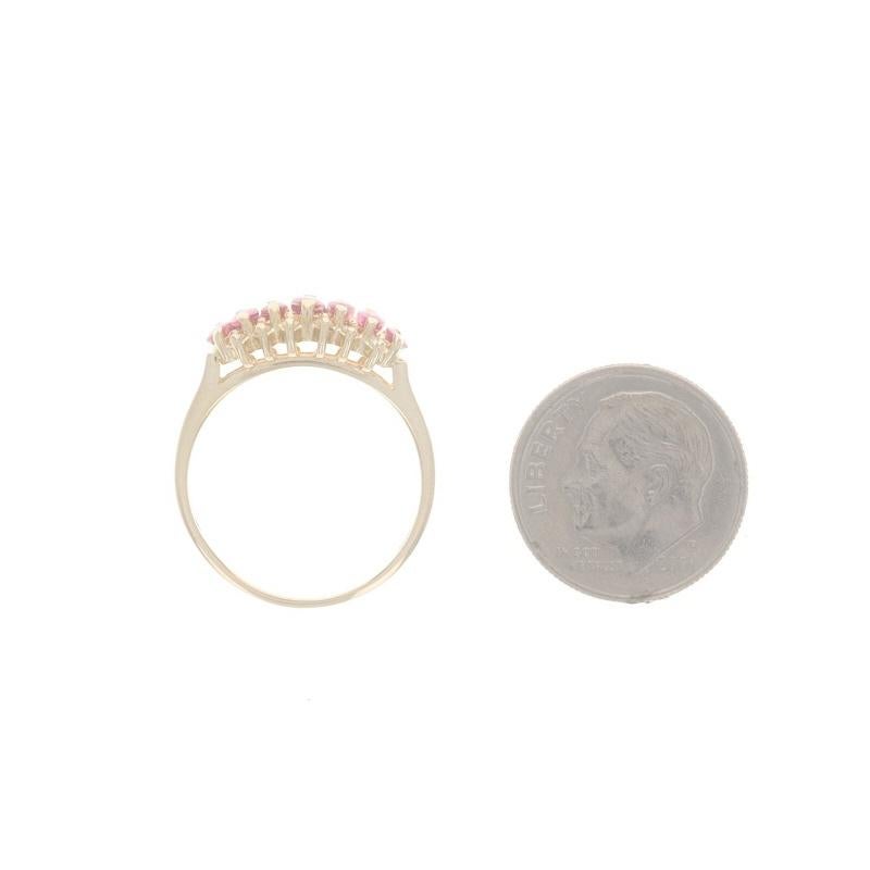 Yellow Gold Ruby Diamond Cluster Ring - 14k Marquise .78ctw For Sale 1