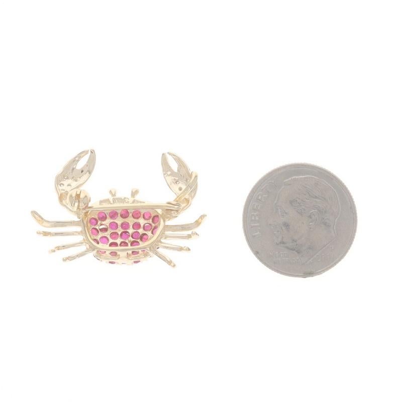 Yellow Gold Ruby Diamond Crab Brooch/Pendant 14k Rd 1.20ctw Ocean Life Beach Sea In Excellent Condition In Greensboro, NC