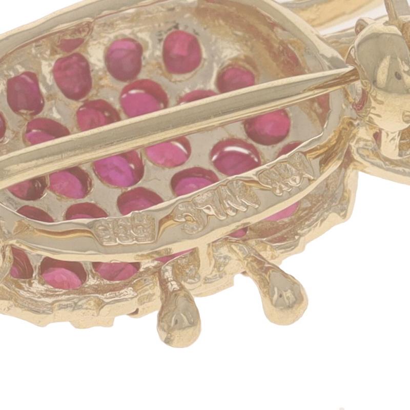 Women's Yellow Gold Ruby Diamond Crab Brooch/Pendant 14k Rd 1.20ctw Ocean Life Beach Sea