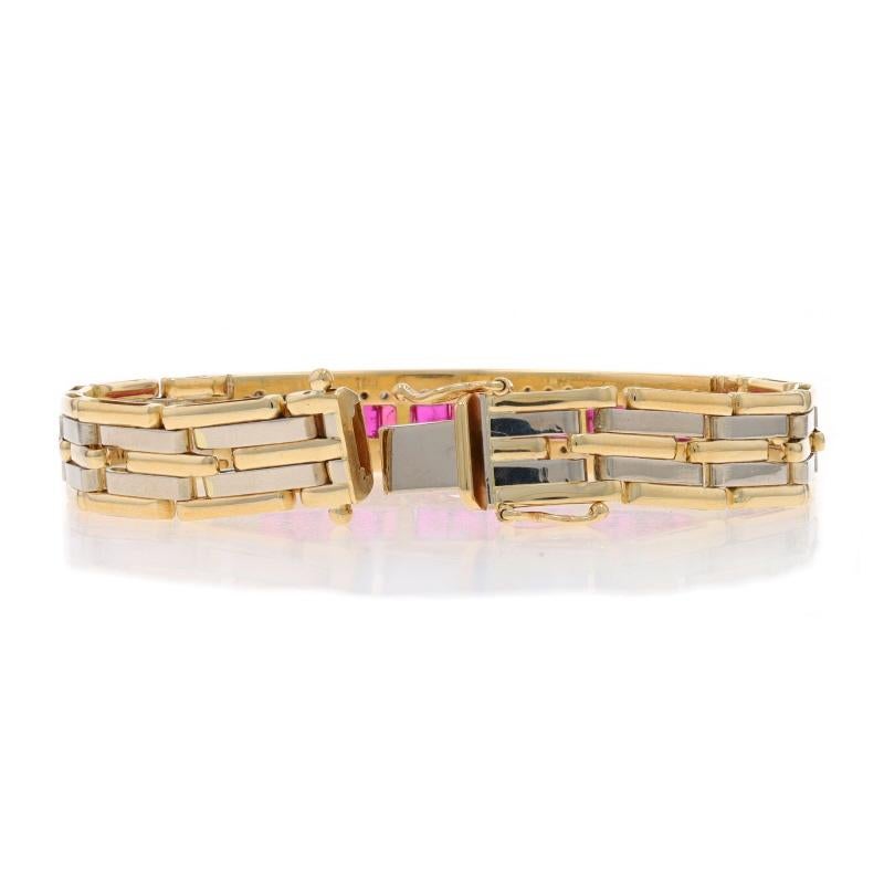 Donna Bracciale a barre curve in oro giallo con diamanti e rubini 7 1/4