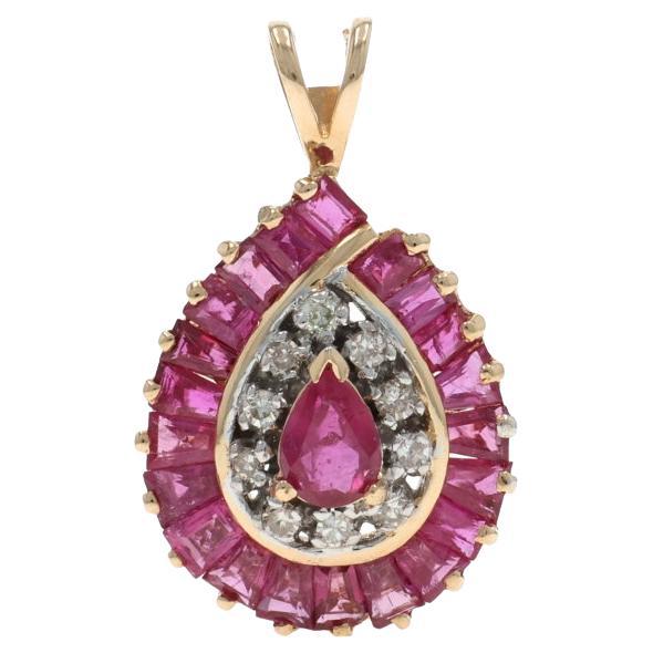 Yellow Gold Ruby Diamond Double Halo Pendant - 14k Baguette
Pear 2.05ctw