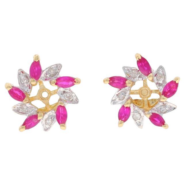 Orecchini con diamanti e rubini in oro giallo 14k Marq .36ctw