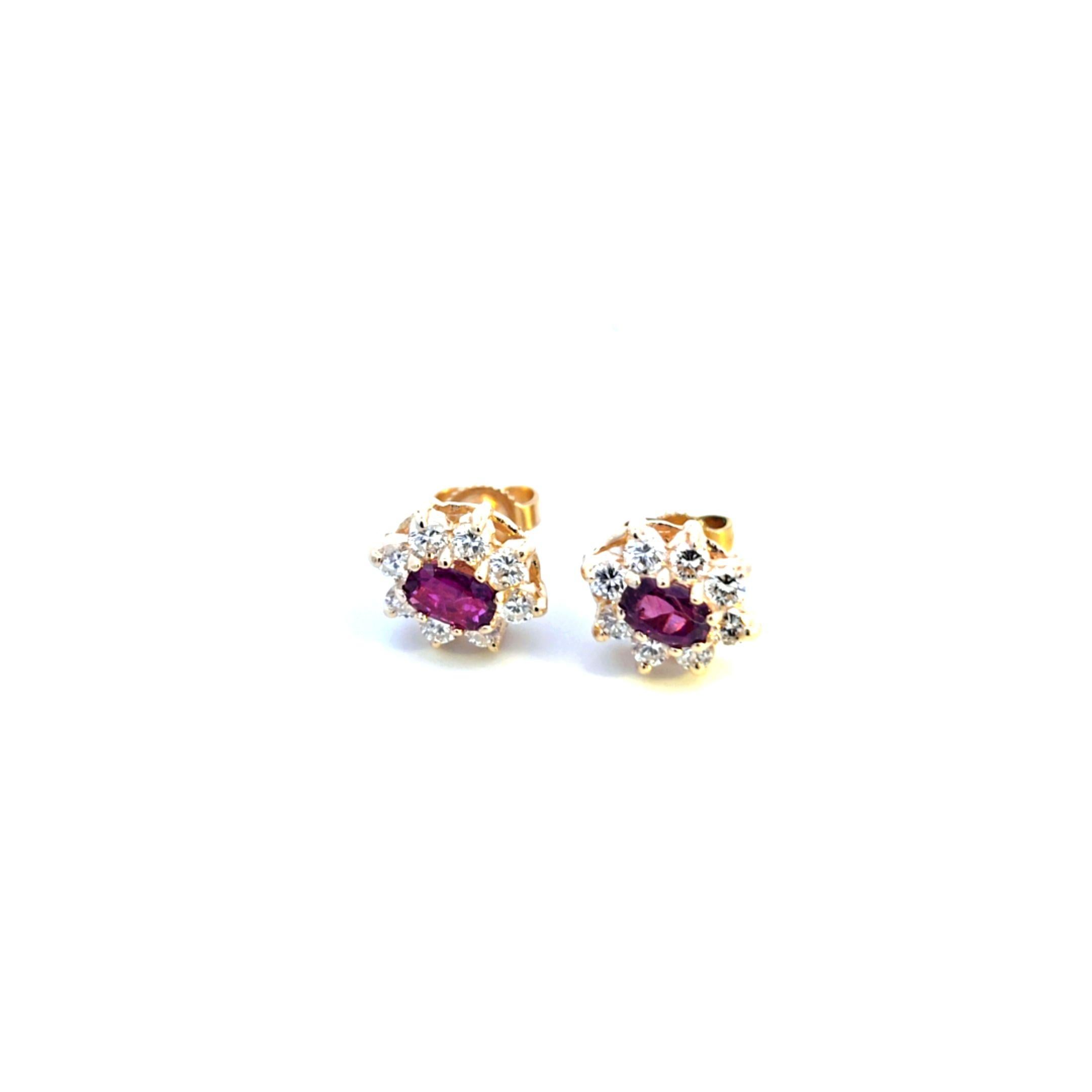 Femenino o masculino Pendientes Oro Amarillo Rubí Diamante en venta