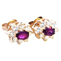 Gelbgold Rubin-Diamant-Ohrringe