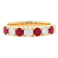 Alliance française en or jaune 18 carats sertie de rubis et de diamants, 1,05 carat poids total