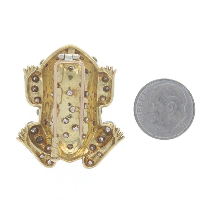 Gelbgold Rubin Diamant Frosch Pin 18k Runde Cabochon .98ctw Amphibien Brosche im Zustand „Hervorragend“ im Angebot in Greensboro, NC