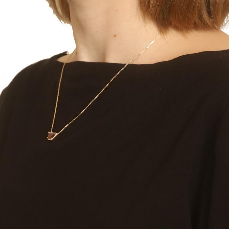 Halskette aus Gelbgold mit Rubin und Diamant-Halo - 14k Trapez 1,78 Karat GIA Verstellbar im Zustand „Neu“ im Angebot in Greensboro, NC