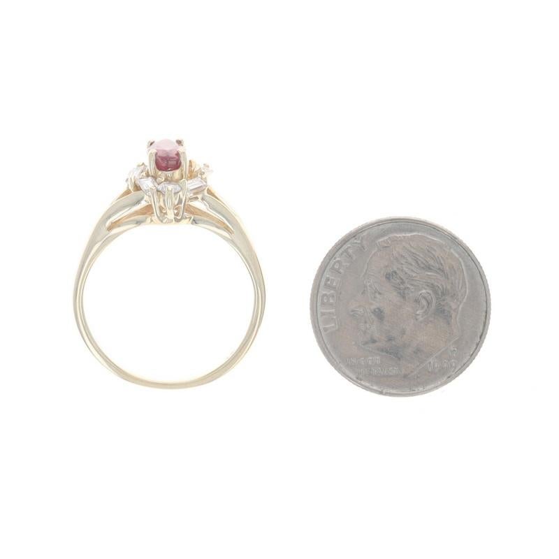Yellow Gold Ruby Diamond Halo Ring - 14k Marquise 1.00ctw For Sale 1