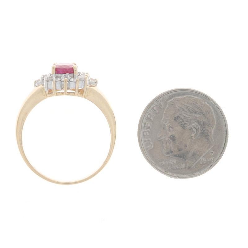 Yellow Gold Ruby Diamond Halo Ring - 14k Oval 1.35ctw For Sale 1